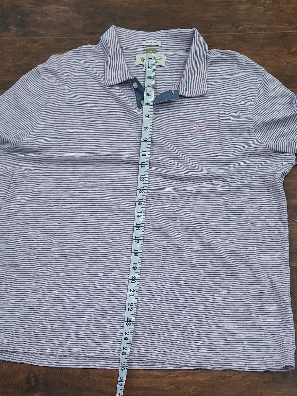 Penguin Polo Shirt Mens Xxl Pink Striped Heritage Slim Fit Short Sleeve Cotton - Picture 6 of 6